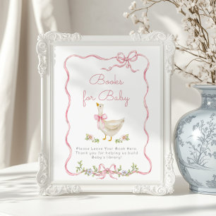 Alberne Gans Rosa Schleife Vintage-Bücher für Baby Poster