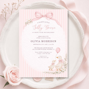 Alberne Gans Rosa Streifen Mädchen Baby Shower Einladung
