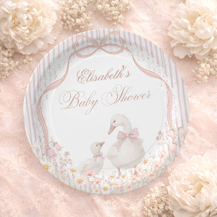 Alberne Gans Spitze Wildblume Rosa Babyparty Pappteller