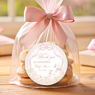 Alberne Gans Spitze Wildblume Rosa Babyparty Runder Aufkleber