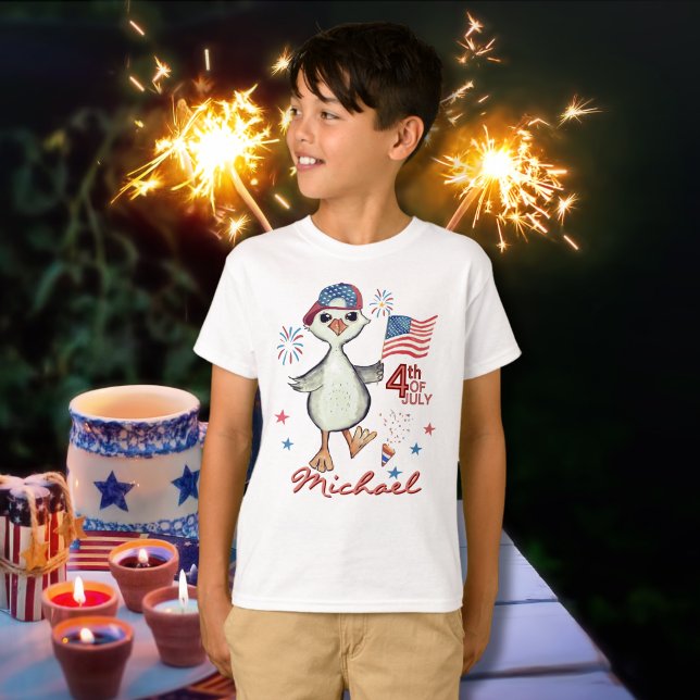 Alberne Gänse des Kleinen Jungen 4. Juli T-Shirt (Customizable Little Boy Silly Goose 4th of July Tri-Blend Shirt )
