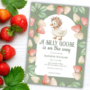 Alberne Gänse Erdbeeren Girl Baby Dusche Einladung