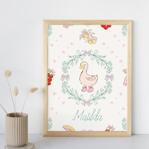 Alberne Gänse Thema Niedlich Gänse Rosa Custom Poster