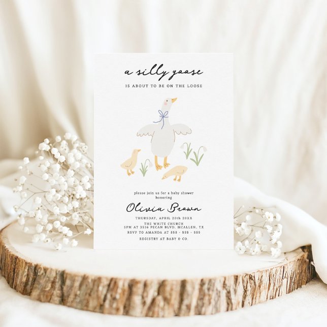 Alberne Gänse Whimsical Bow Baby Dusche Einladung (Von Creator hochgeladen)