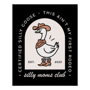 Alberne Gänsemutter Mama Cowgirl Cowboy Retro schw Poster
