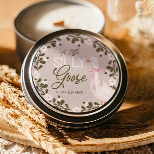 Alberne Gänserosa-Bow-Girl-Babyaufkleber Runder Aufkleber