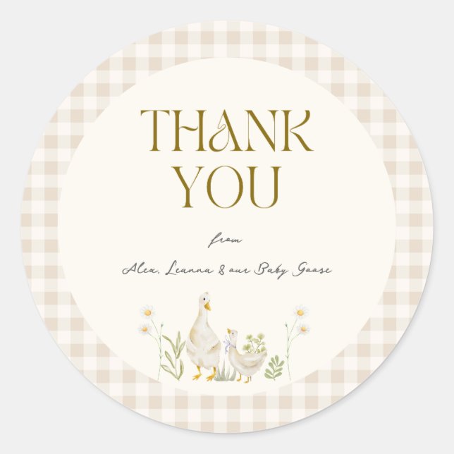 Alberne Gänsewasserfarbe Neutrale Babydusche Runder Aufkleber (Vorderseite)