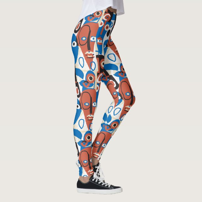 Alberne Gesichter Inspiriert von Picasso Retro Mod Leggings (Rechts)