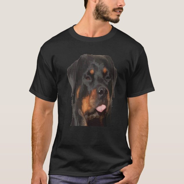 Alberne Gesichtshälfte Rottweiler mit Zunge-Out-Ve T-Shirt (Vorderseite)