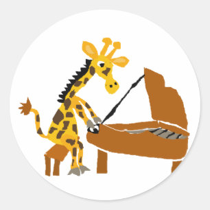 Alberne Giraffe, die das Klavier spielt Runder Aufkleber