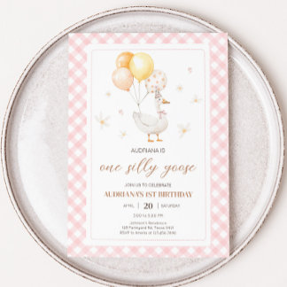 Alberne Gogham Gingham Birthday Party Einladung