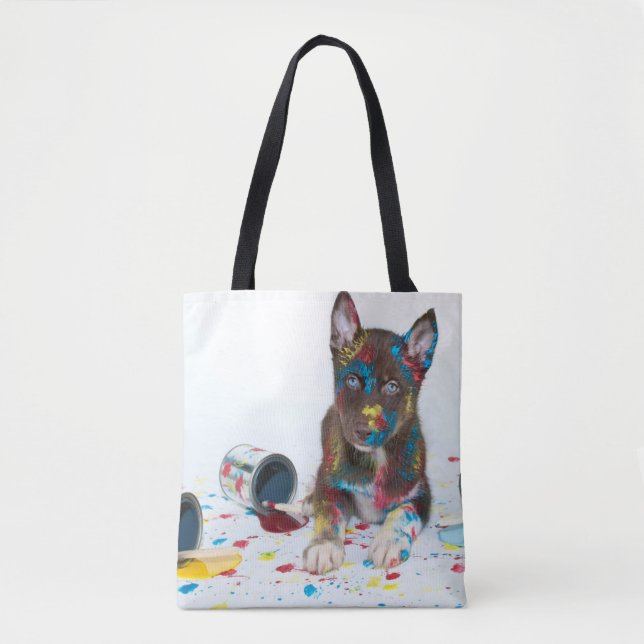 Alberne Husky-Welpe got in Paint-Ester (Vorderseite)