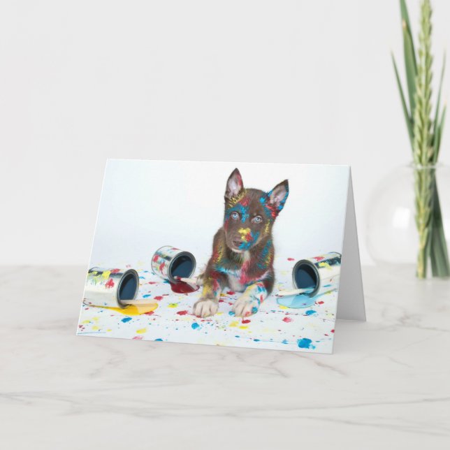 Alberne Husky-Welpe got in Paint-Ester Karte (Vorderseite)