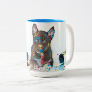 Alberne Husky-Welpe got in Paint-Ester Zweifarbige Tasse