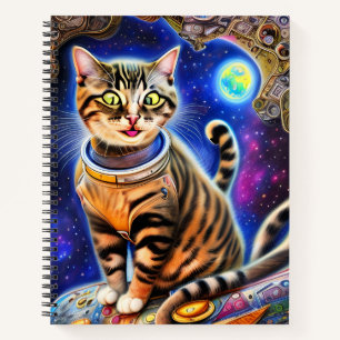 Alberne Katze im Weltraum Meme Artwork Notizbuch