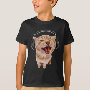 Alberne Katze mit Kopfhörern T-Shirt