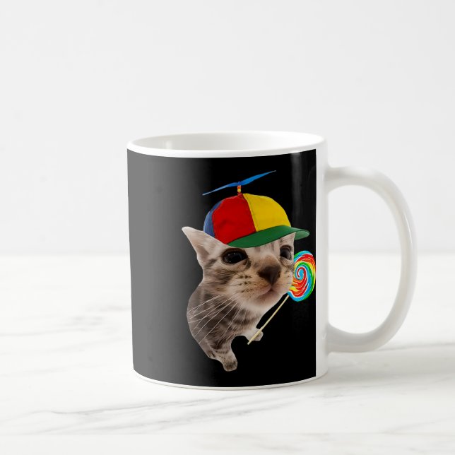 Alberne Katze mit Lollipop Meme Kaffeetasse (Rechts)