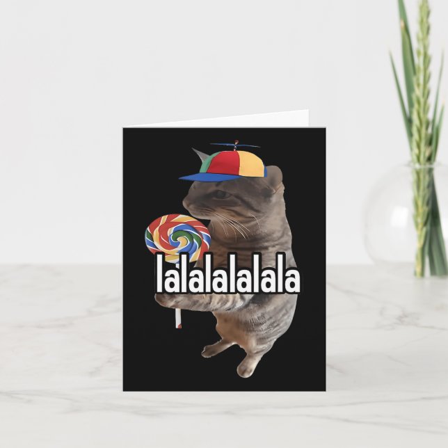 Alberne Katze mit Lollipop Meme Karte (Vorderseite)