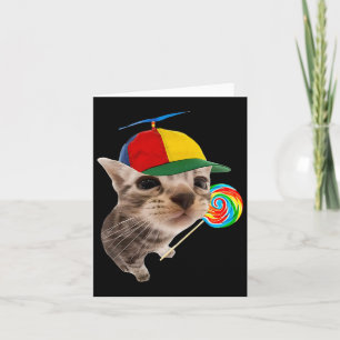 Alberne Katze mit Lollipop Meme Karte