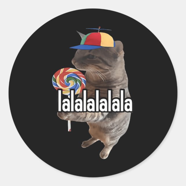 Alberne Katze mit Lollipop Meme Runder Aufkleber (Vorderseite)