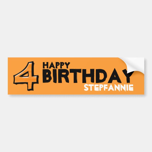Alberne Nr. 4 orange Geburtstag Autoaufkleber (Vorne)