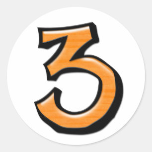 Alberne Nummer 3 orangefarbene weiße Aufkleber