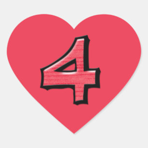 Alberne Nummer 4 Herz-Aufkleber