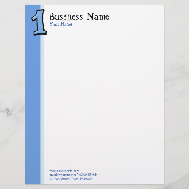 Alberne Nummern1 blaue Buchstaben Briefkopf (Vorderseite)