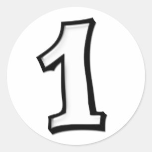 Alberne Nummern 1 weißer Aufkleber