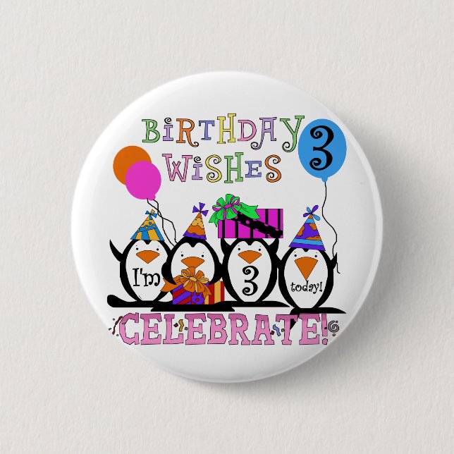 Alberne Pinguine 3rd Birthday Tshirts and Gifts Button (Vorderseite)