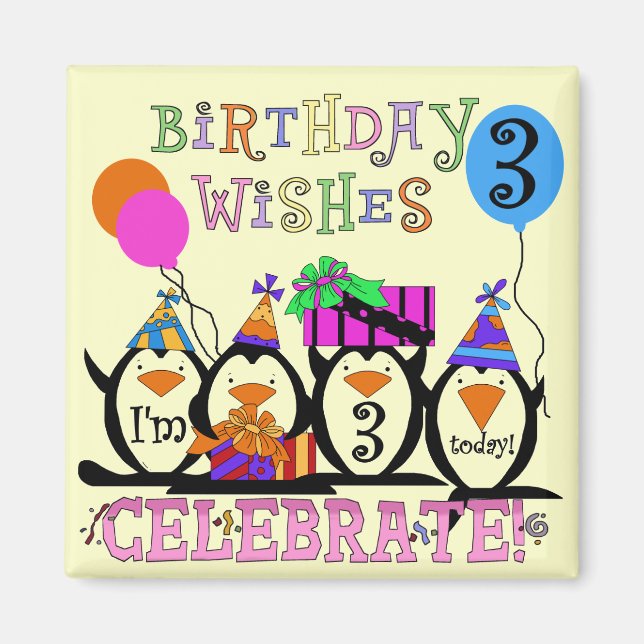 Alberne Pinguine 3rd Birthday Tshirts and Gifts Magnet (Vorne)