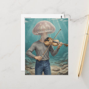 Alberne Qualle Person macht Musik im Meer Postkarte