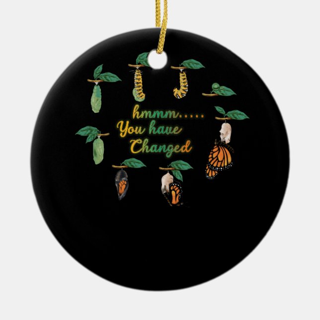 Alberne Raupe Monarchschmetterling Spaß Sie haben Keramik Ornament (Vorne)