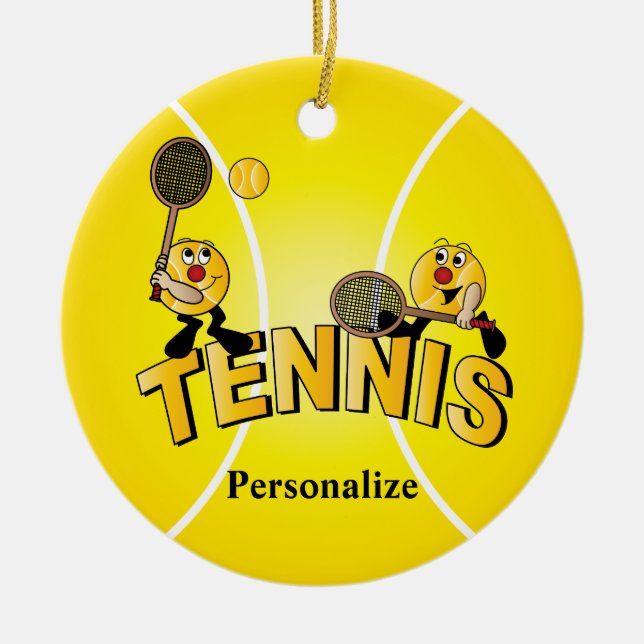 Alberne Tennis-Ball-Spieler | Personalisieren Keramikornament (Vorne)