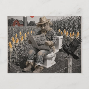 Alberne Vogelscheuche auf der Toilette in einem Ma Postkarte