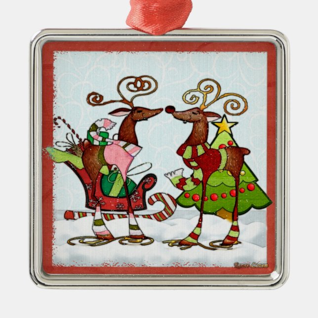 Alberne Whimsey Christmas Mooks Silbernes Ornament (Vorne)