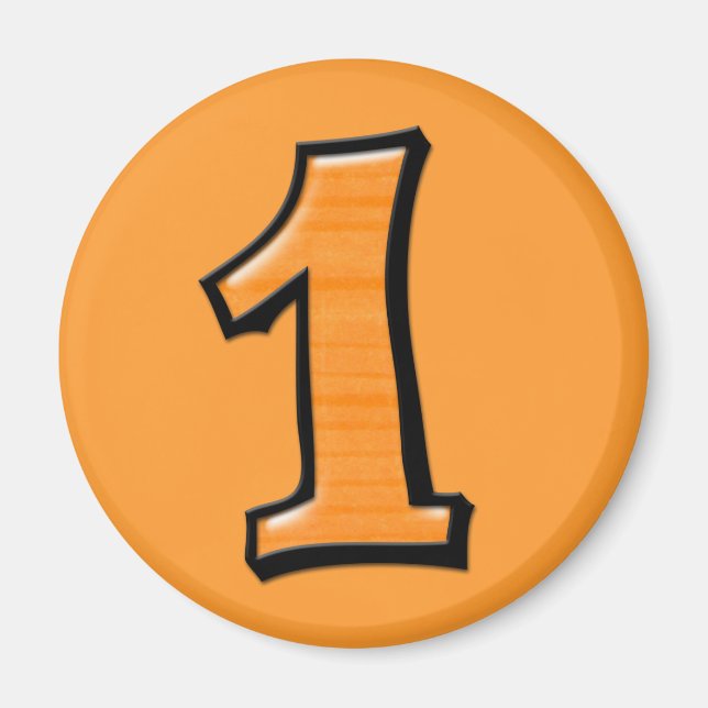 Alberne Zahlen 1 orangefarbenes Netzblatt Magnet (Vorne)