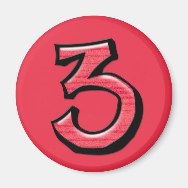 Alberne Zahlen 3 rotes Netzblatt Magnet (Vorne)