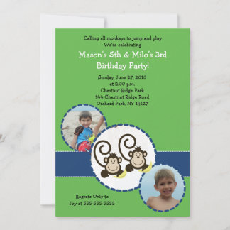 Alberner Affe GREEN Foto Geburtstag Einladung 12x1