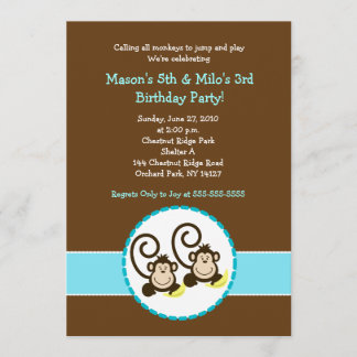 Alberner Affe Trendy 2 Kinder Einladung zum Geburt