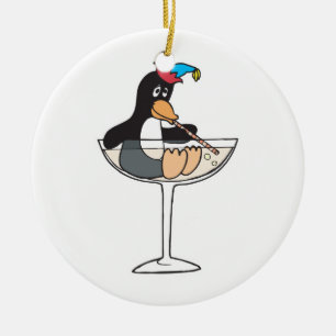 alberner betrunkener Pinguin Keramikornament