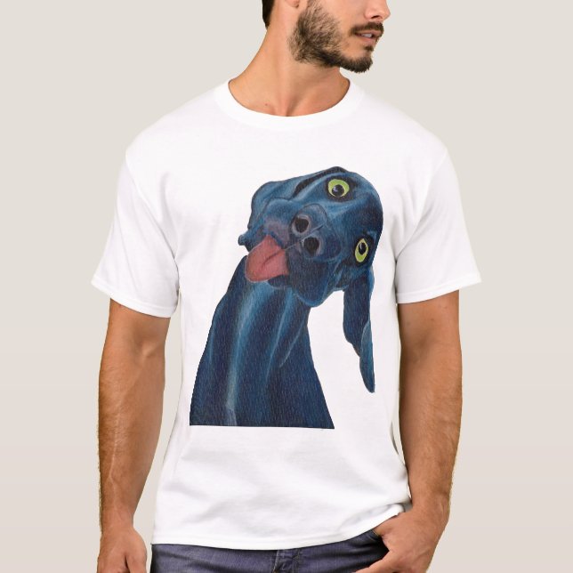 Alberner blauer Hund T-Shirt (Vorderseite)