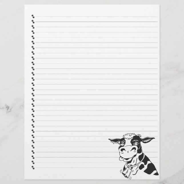 Alberner Cartoon Milchkuh Lined Pet Letterhead (Vorderseite)