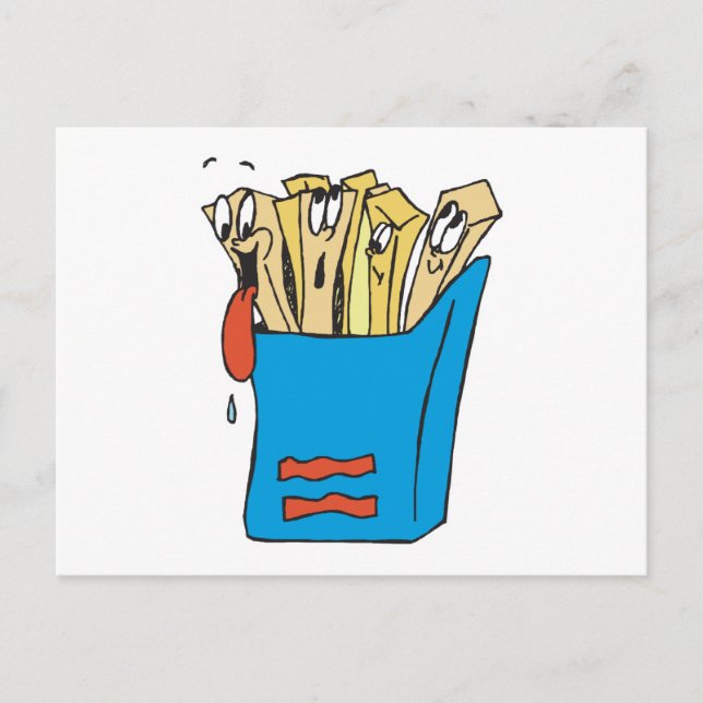 alberner Cartoon Pommes frites Postkarte (Vorderseite)