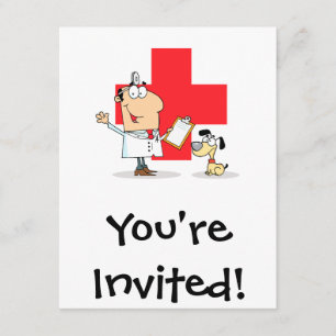Alberner Cartoon Tierarzt Einladung