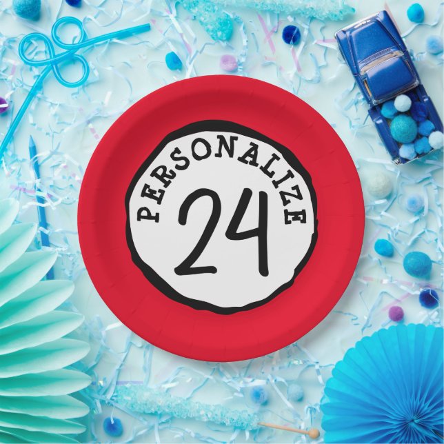 Alberner Circle Custom Text Classic Round Aufklebe Pappteller (Party)