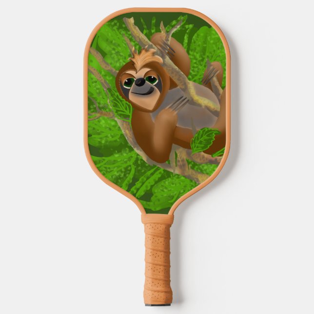 Alberner Faultier in einem Baum Pickleball Schläger (Vorderseite)