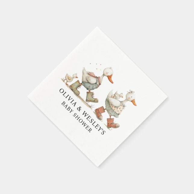 Alberner Gänse 2. Baby Baby Shower Serviette (Ecke)