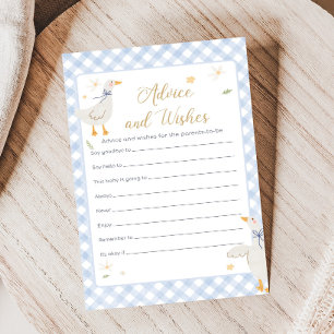 Alberner Gänse-Gingham-Baby-Shower-Rat- und Wunsch