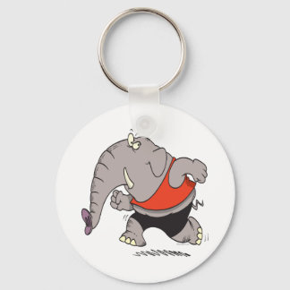 alberner Jogger beim Joggen Elefant Cartoon Schlüsselanhänger